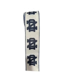 2.5 Inch Wired Dark Blue College Collage on White Football Team Ribbon (sold in 10 yard roll)