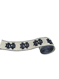 2.5 Inch Wired Dark Blue College Collage on White Football Team Ribbon (sold in 10 yard roll)