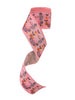 2.5 inch Wired Halloween Boo Candy Corn Print on Pink (sold in 10 yard roll)