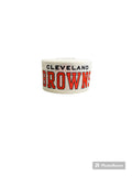 1.5 or 3 Inch Wide Cleveland Browns on White Football Printed Grosgrain Hair Bow Ribbon (sold in 3 yard increments)