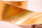 Gold Hologram Foil Grosgrain Ribbon, 3-Inch Cheer Bow Ribbon