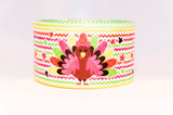 Thanksgiving Turkey Printed Grosgrain Ribbon, Cheer Bow Ribbon (3-Yard Increments)