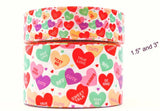 Valentine Conversation Hearts Grosgrain Ribbon, 1.5 or 3 inch (3 Yards)