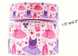 Ballerina Dress Printed Grosgrain Ribbon, Cheer Bow Ribbon (3-Yard)