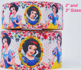 Snow White Printed Grosgrain Ribbon, Cheer Bow Ribbon (3 Yard Increments)