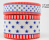 Red White Blue Star Ribbon: 4th of July Grosgrain Bow Ribbon (3 Yards)
