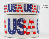USA 4th of July Print Grosgrain Ribbon, Cheer Bow Ribbon (3 Yard)