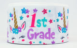 Unicorn 1st Grade Grosgrain Ribbon, Cheer Bow Ribbon (3-Yard Increment)