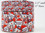 Santa and Snowman Printed Grosgrain Ribbon, Cheer Bow Ribbon (3 yard increments)