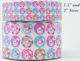 Easter Bunny Collage on Grosgrain Ribbon, Cheer Bow Pattern (3 Yards)