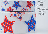 Stars Printed Grosgrain Ribbon, 1.5 or 3 inch, 3 Yard