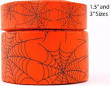 Halloween Orange Spider Web Grosgrain Ribbon, Cheer Bow Ribbon
