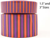 Purple Orange Stripe Grosgrain Ribbon, Cheer Bow Making, 1.5 and 3 Inch Sizes