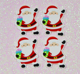 4 Quantity - Glossy Flat Back Christmas Santa Claus Resins for Hair Bows or Crafts