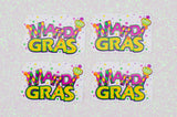 4 Quantity - 38mmx32mm Glossy Flat Back Mardi Gras Resins for Hair Bows or Crafts