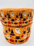 Halloween Grosgrain Ribbon, Orange Ghosts, Bats, Pumpkins (3 Yard)