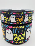 Halloween Ghost Grosgrain Ribbon, Hey Boo Print (3 Yards)