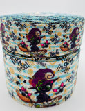 Witchy Black Cats Grosgrain Ribbon, Teal Stripes (Sold in 3 Yard Increments)