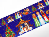 Holiday Manger Grosgrain Ribbon, Christmas Nativity Print (3 Yard)