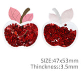 2 Quantity - 47mmx53mm Glossy Flat Back Quicksand Apple Back to School Resins Shakers for Hair Bows or Crafts