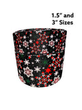Winter Snowflake Grosgrain Ribbon, Red and Green on Black (3-Yard Increments)