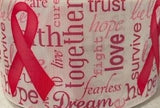 Pink Breast Cancer Survivor Ribbon, Printed Grosgrain, Cheer Bow Ribbon