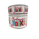 Kindergarten Rocks Printed Grosgrain Ribbon, Back to School Hairbow (3 Yard Increments)