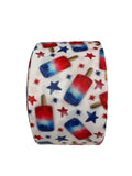 Red White Blue Popsicle Ribbon, Grosgrain Cheer Bow Ribbon (3-Yard)