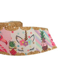 Pink Flamingo Grosgrain Ribbon, Heart & Pineapple Print, 3 Inch (3 Yards)