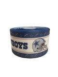 1.5 Inch or 2 inch or 3 inch Dallas Cowboys on White and Blue Stripe Football Printed Grosgrain Hair Bow Ribbon (sold in 3 yard increments)