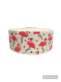 Flamingo Grosgrain Ribbon with Gold Foil, Cheer Bow Ribbon (3 Yards)
