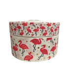 Flamingo Grosgrain Ribbon with Gold Foil, Cheer Bow Ribbon (3 Yards)
