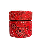 Red Bandana Print Grosgrain Ribbon, Hair Bow Material (3-Yard Increments)