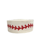 3 Inch Wide White Baseball Stitch Glitter Ribbon (3 Yard Increments)