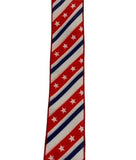 2.5 Inch Wired Red White Blue Stars and Stripes (sold in 10 yard roll)