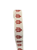 2.5 inch Wired White Red College Collage on White Football Team Ribbon