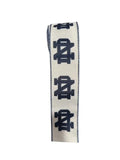 2.5 Inch Wired Dark Blue College Collage on White Football Team Ribbon (sold in 10 yard roll)