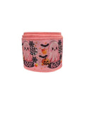 2.5 inch Wired Halloween Boo Candy Corn Print on Pink (sold in 10 yard roll)