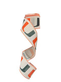 2.5 inch Wired Orange Green College Collage on White Football Team Ribbon