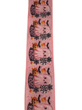 2.5 inch Wired Halloween Boo Candy Corn Print on Pink (sold in 10 yard roll)