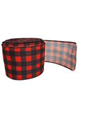 Buffalo Plaid Christmas Wired Ribbon, Black and Red Collage (10 Yard Roll)