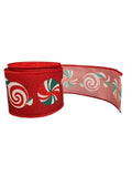 Christmas Candy Wired Ribbon, Red Grosgrain, 2.5 Inch (10 Yard Roll)