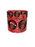 Afro Santa Grosgrain Ribbon, Christmas Holiday Print (3-Yard Increments)