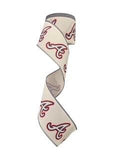 Wired Braves White Blue Baseball Sports Team Ribbon (sold in 10 yard roll)