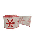 Christmas Snowflakes Wired Ribbon, 2.5 Inch, White Grosgrain (10 Yard Roll)