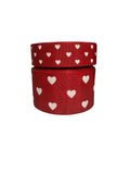 Red Grosgrain Ribbon with Hearts, Cheer Bow Ribbon (3-Yard Increments)