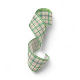 2.5 Inch Wired Christmas Green Plaid Design Ribbon (sold in 10 yard roll)