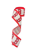 2.5 inch Wired Red and Navy College Collage on White Football Team Ribbon
