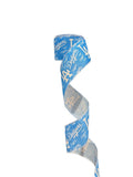 2.5 inch Wired Dodgers on Light Blue Sports Team Ribbon (DISCOUNTED)