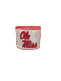 2.5 Inch Wired Rebels on White College Collage on White Football Team Ribbon (sold in 10 yard roll)